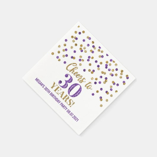 Serviette En Papier Confetti d'or violet encourage à 30 ans Anniversai (Coin)