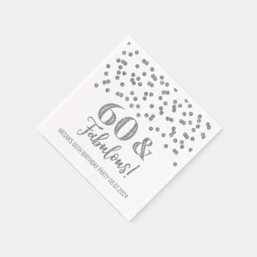 Serviette En Papier Confetti en argent 60 & serviettes fabuleuses (Coin)