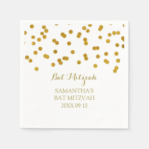 Serviette En Papier Confetti en or à la menthe de Napkin Bat mitzvah p