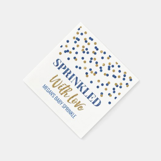 Serviette En Papier Confetti en or bleu foncé parsemé d'amour (Coin)