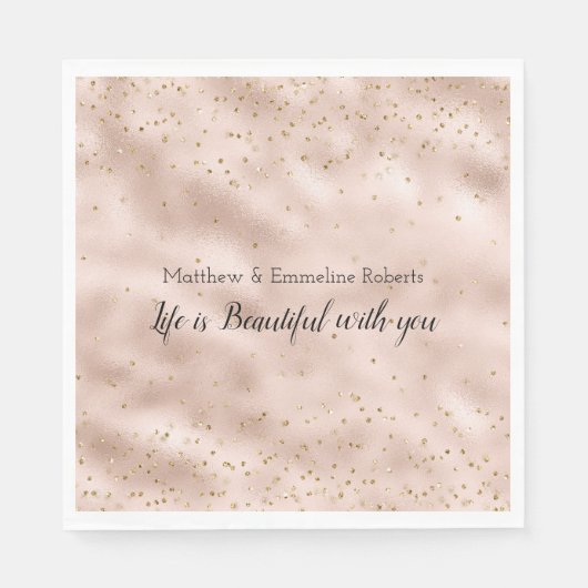 Serviette En Papier Confetti en or rose (Devant)