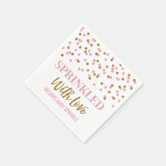 Serviette En Papier Confetti en or rose parsemé d'amour (Coin)