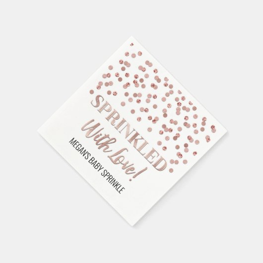 Serviette En Papier Confetti en or rose parsemé d'amour (Coin)