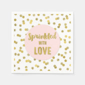 Serviette En Papier Confetti en or rose parsemé d'amour (Devant)