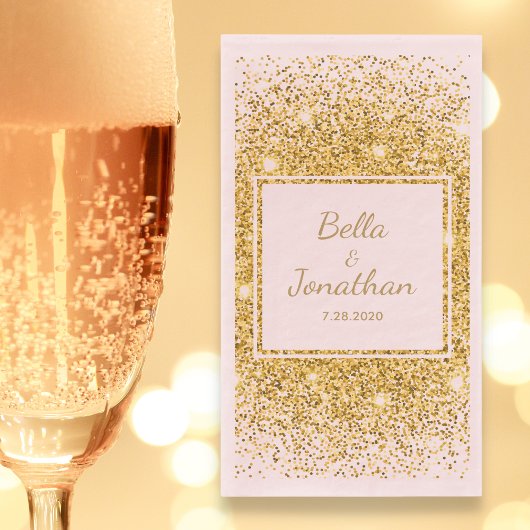 Serviette En Papier Confetti en or rose Romantique Mariage élégant Per