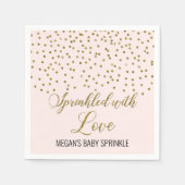 Serviette En Papier Confetti en or rose vif parsemé d'amour (Devant)