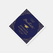 Serviette En Papier Confetti Or Élégant Sur Bleu Graduate (Coin)