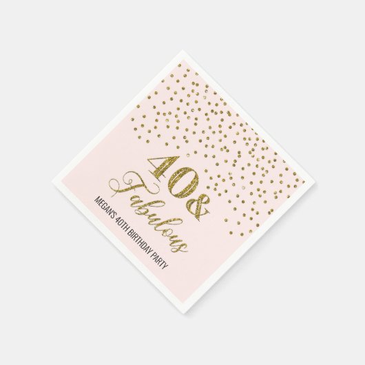 Serviette En Papier Confetti or rose vif 40 & Fabuleux (Coin)