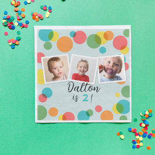 Serviette En Papier Confetti Pois Boys Photo fête d'anniversaire