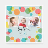 Serviette En Papier Confetti Pois Boys Photo fête d'anniversaire (Devant)