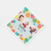 Serviette En Papier Confetti Pois Boys Photo fête d'anniversaire (Coin)