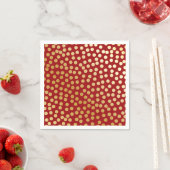 Serviette En Papier Confetti Pois Rouge et Or (En situation)