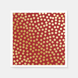 Serviette En Papier Confetti Pois Rouge et Or