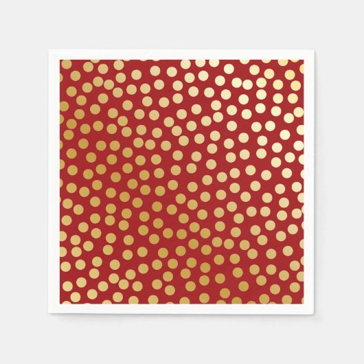 Serviette En Papier Confetti Pois Rouge et Or (Devant)