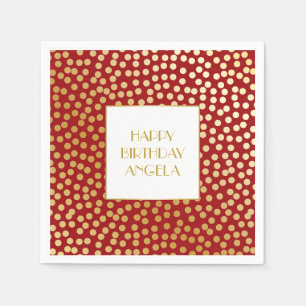 Serviette En Papier Confetti Pois Rouge et Or