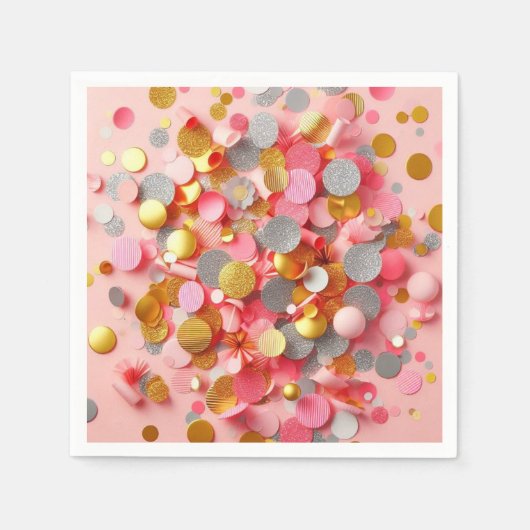Serviette En Papier Confetti rose ! (Devant)
