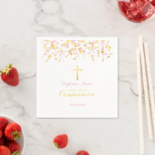Serviette En Papier Confetti rose et or communion (En situation)