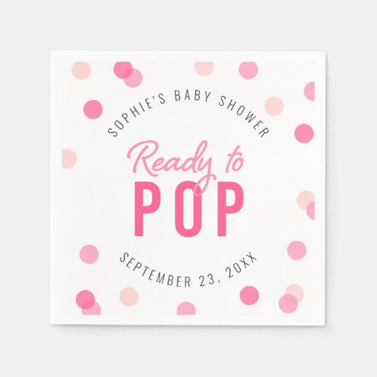Serviette En Papier Confetti rose prêt pour la pop Baby shower (Devant)