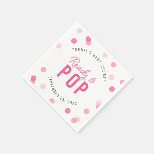 Serviette En Papier Confetti rose prêt pour la pop Baby shower (Coin)