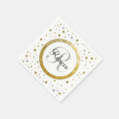 Serviette En Papier Confetti Silver/Monogramme Or (Coin)