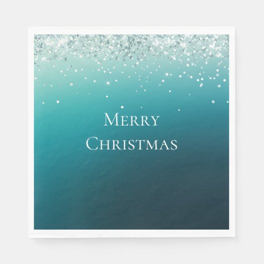 Serviette En Papier Confetti turquoise en argent (Devant)