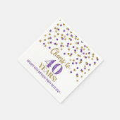 Serviette En Papier Confetti violet or encourage à 40 ans Anniversaire (Coin)