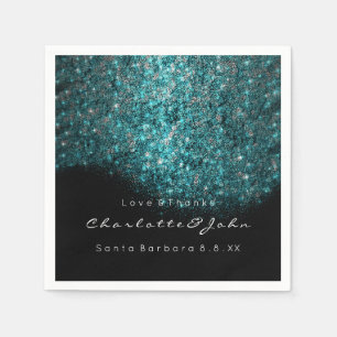 Serviette En Papier Confettis blancs turquoises Sequin1 de noir bleu
