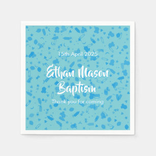 Serviette En Papier Confettis Bleu Bébé Baptême