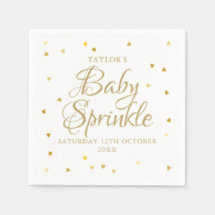 Serviette En Papier Confettis coeurs dorés Baby Sprinkle/ Shower