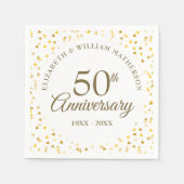Serviette En Papier Confettis de coeurs d'amour dorés pour le 50e anni (Devant)