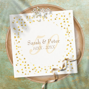 Serviette En Papier Confettis de coeurs dorés pour les 50 ans de maria