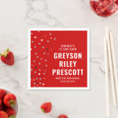 Serviette En Papier confettis de diplôme personnalisé gris rouge (En situation)