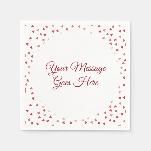 Serviette En Papier Confettis de mariage Cœurs Rouge Rubis (Devant)