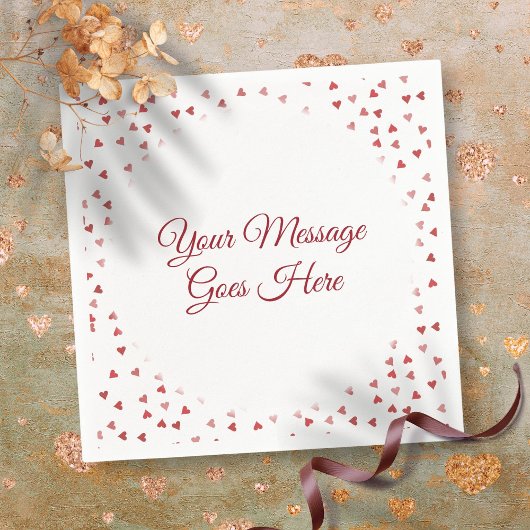 Serviette En Papier Confettis de mariage coeurs rouges rubis
