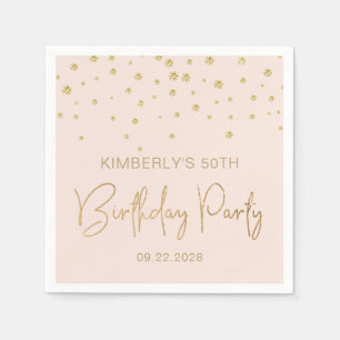 Serviette En Papier Confettis Pailletés Or Élégant Anniversaire 50 Ans