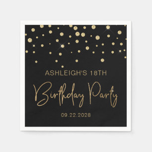 Serviette En Papier Confettis Pailletés Or Fête d'anniversaire 18 ans
