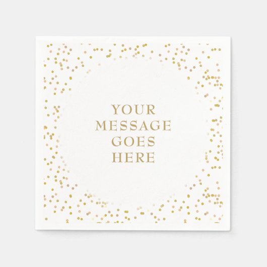 Serviette En Papier Confettis Personnalisés Élégants à Poussière d'Or (Devant)