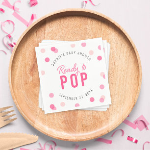 Serviette En Papier Confettis roses pour Baby Shower "Prête à éclater"