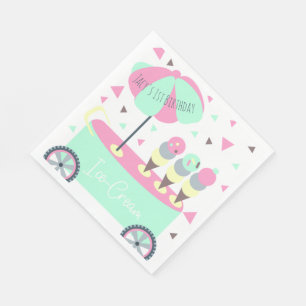 Serviette En Papier Confettis Stand de Glaces Anniversaire Rose