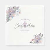 Serviette En Papier Confirmation Aquarelle Fleurs sauvages Croix pourp (Devant)