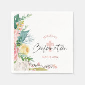 Serviette En Papier Confirmation Aquarelle Floral Blush Pink Cross (Devant)