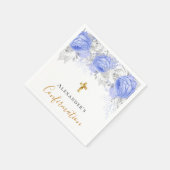 Serviette En Papier Confirmation bleu floral blanc nom garçon gars (Coin)