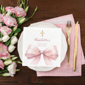 Serviette En Papier Confirmation blush pink bow cross luncheon