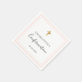 Serviette En Papier Confirmation blush rose or blanc nom fille (Coin)