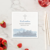 Serviette En Papier Confirmation d'aquarelle bleue personnalisée (En situation)