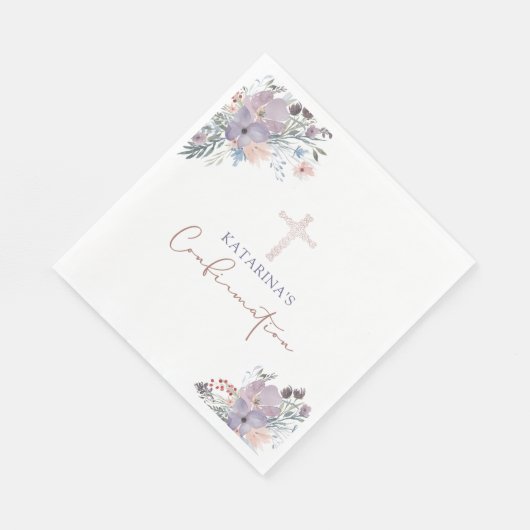 Serviette En Papier Confirmation de la croix Fleur sauvage aquarelle (Coin)