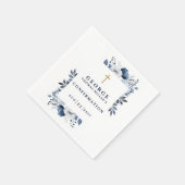 Serviette En Papier Confirmation de la modernité botanique bleu marine (Coin)