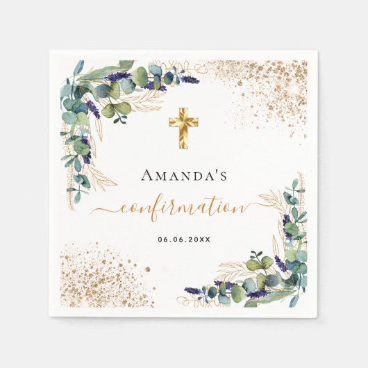Serviette En Papier Confirmation de l'eucalyptus vert parties scintill (Devant)