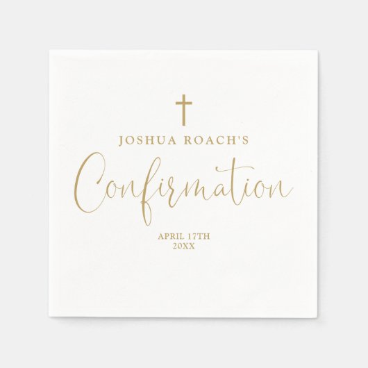 Serviette En Papier Confirmation de script or élégant moderne (Devant)
