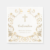Serviette En Papier Confirmation élégante de croix d'or blanc (Devant)